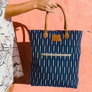 Navy Ikat Convertible Bag
